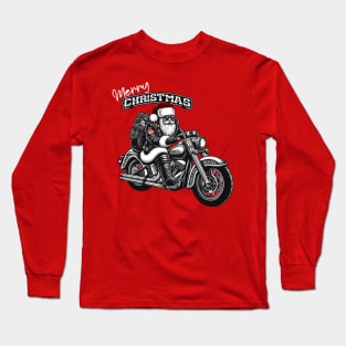 Chopper Santa “Merry Christmas”- black and white Long Sleeve T-Shirt